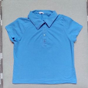 Cotton On Blue Crop Top Polo Shirt Size S